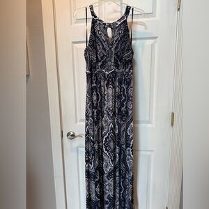 INC International Concepts Navy and White Maxi Dress